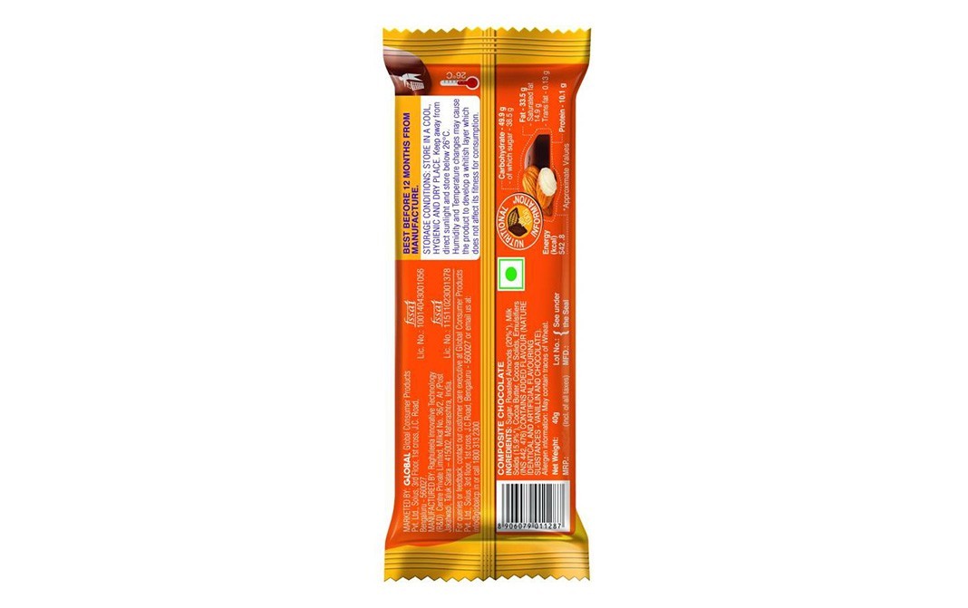 Luvit Dairy Rich Roasted Almond Bar    Pack  40 grams